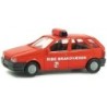 Model FIAT Tipo Ribe Brandvaesen, skala 1:87, Rietze, czerwony samochód z napisem.