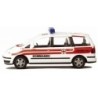 Model redukcyjny VW Sharan, skala 1:87, Kommandowage, biały z czerwonymi paskami.