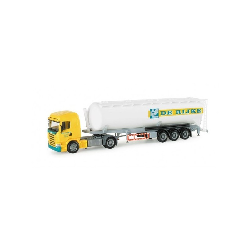 Model Scania R HL "De Rijke" Herpa 1:87, żółto-biały, cysterna.