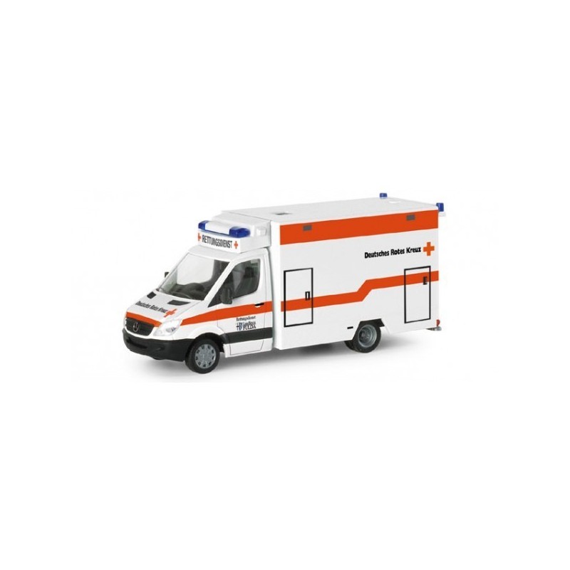 Mercedes-Benz Sprinter '06 "Fulda Rescue Service", skala 1:87, Herpa. Biały i pomarańczowy samochód ratowniczy z napisem Deutsch