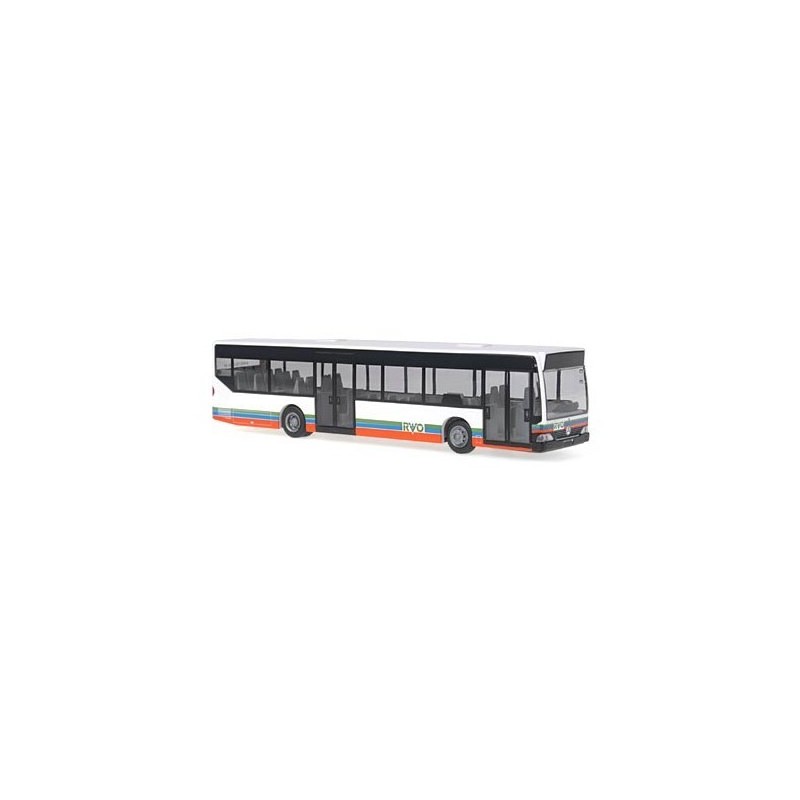 Model redukcyjny autobusu MERCEDES-BENZ Citaro RVO, skala 1:87, biały z pomarańczowo-niebieskimi pasami.