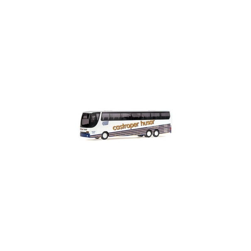 Model redukcyjny autobusu SETRA S 317 HDH, skala 1:87, Castroper Husar, biały z niebiesko-czerwonymi pasami.