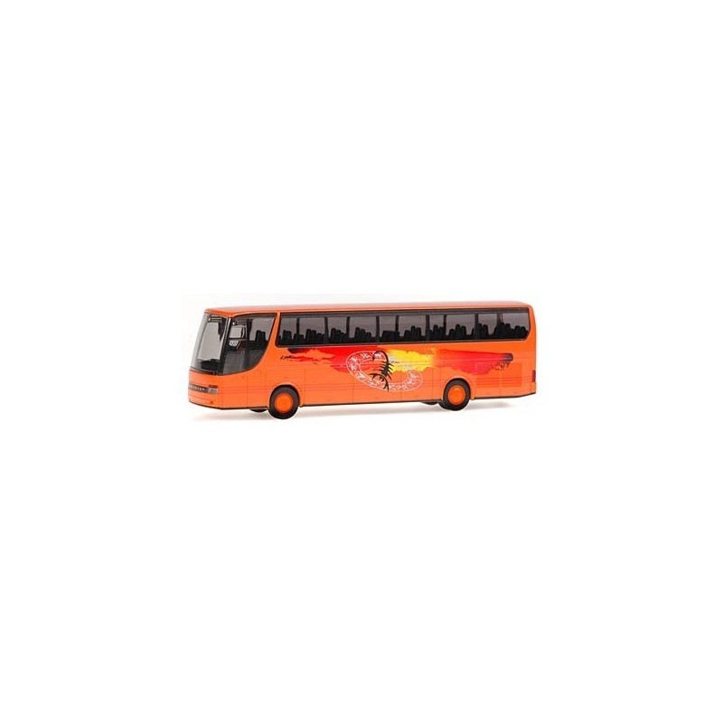 Model redukcyjny autobusu SETRA S 315 HDH Skorpion, skala 1:87, Krebs. Pomarańczowy kolor z malowaniem Skorpion.