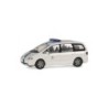 Model redukcyjny VW Sharan, skala 1:87, policja Gent. Biały z niebieskimi pasami.