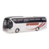 Model Neoplan Tourliner MVG Spanner, skala 1:87. Biały autobus z czerwonym logo Spanner.