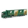 Model redukcyjny Mercedes-Benz Actros L "Wernesgrüner", skala 1:87, Herpa. Zielony ciągnik siodłowy z naczepą, logo piwa Wernesg