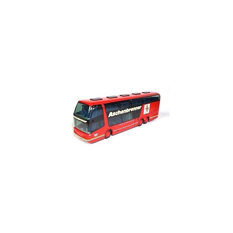 Model redukcyjny NEOPLAN Skyliner, skala 1:87, Aschenbrenner Bus Touristik. Czerwony piętrowy autokar turystyczny.