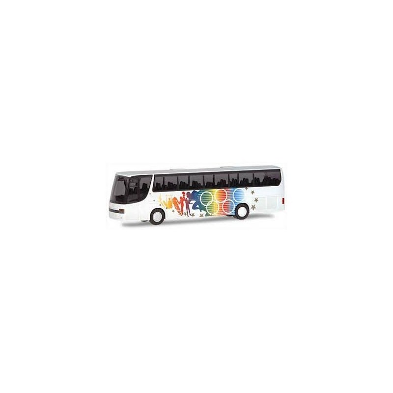 Model autobusu Setra S 315 HD China, skala 1:87, Rietze. Biały z kolorowym malowaniem.