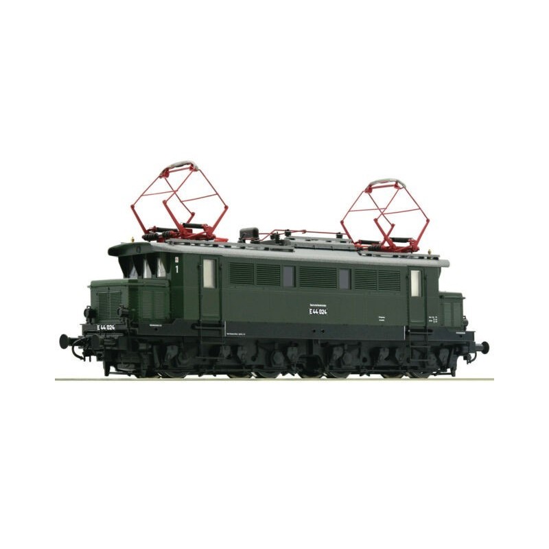 Model lokomotywy elektrycznej E 44.004, skala 1:87, ROCO. Zielony, z czerwonymi pantografami.