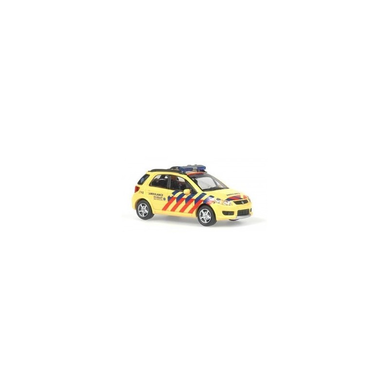 Suzuki SX4 Ambulance, 1:87, Rietze, żółty z czerwono-niebieskimi pasami.