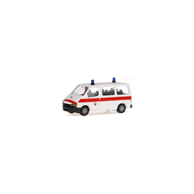 Model redukcyjny FORD Transit, skala 1:87, Croce Rossa Italiana, czerwono-biały, detale medyczne.