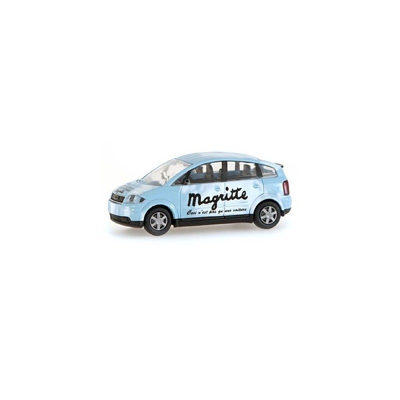 Model redukcyjny AUDI A2, skala 1:87, z unikalnym malowaniem Magritte.