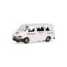 Model redukcyjny FORD Transit Björn Steiger Stiftung, skala 1:87. Biały van z czerwonymi paskami.