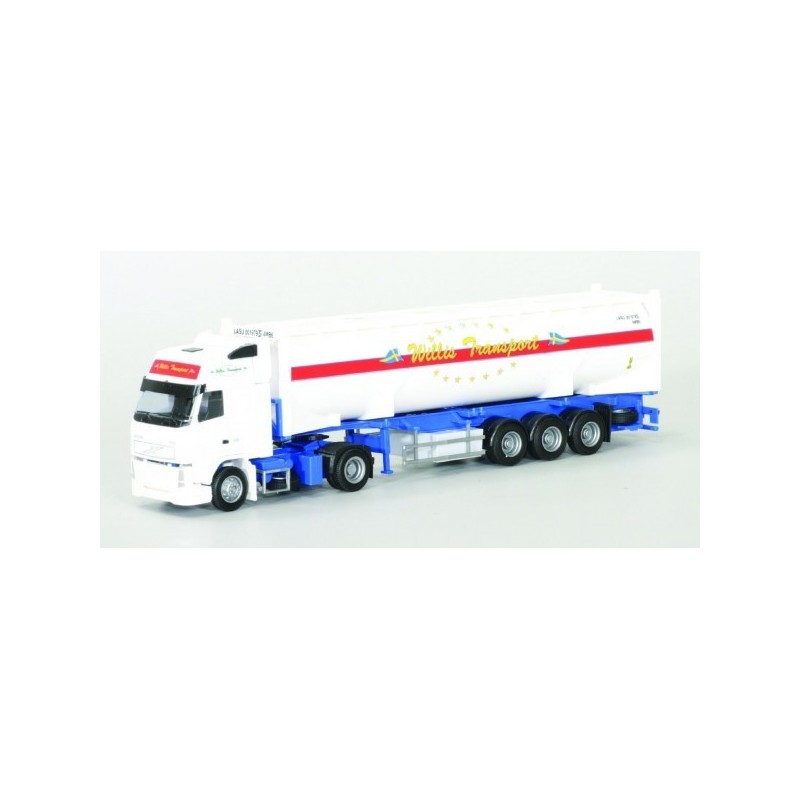 Model redukcyjny Volvo "NEU" XL/Aerop. - Silo-Cont., skala 1:87, AWM73865, biały z czerwonym paskiem i napisem "Volta Transport"