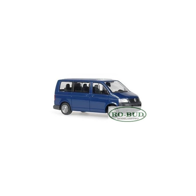 Model redukcyjny Volkswagen T5 Transporter, skala 1:87, niebieski.