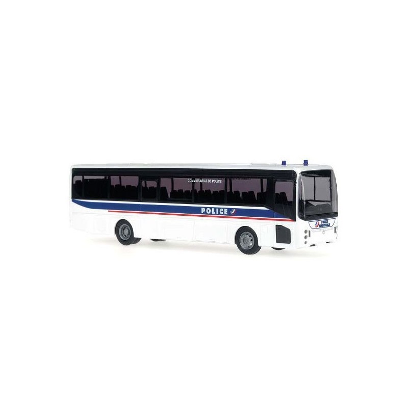 Model Irisbus Ares Police Nationale, 1/87H0. Biały, niebieski i czerwony, oznaczenia policji.