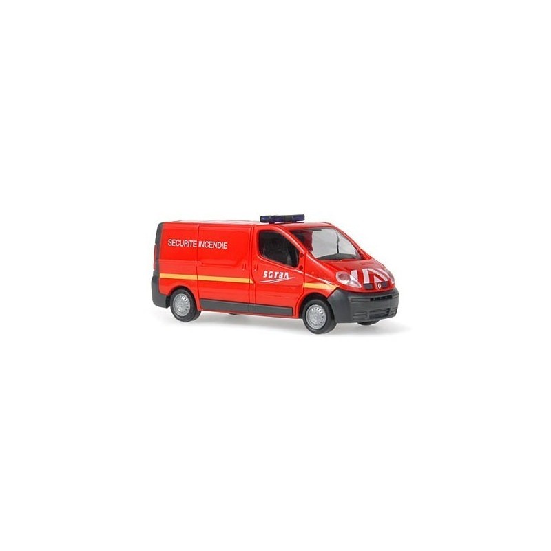 RENAULT Trafic Kastenwagen SGTBA Securite, 1:87, czerwony z żółtym paskiem, napis SECURITE INCENDIE.