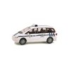 Model redukcyjny FORD Galaxy Politie Genk, skala 1:87. Biały samochód policyjny z niebieskimi pasami.