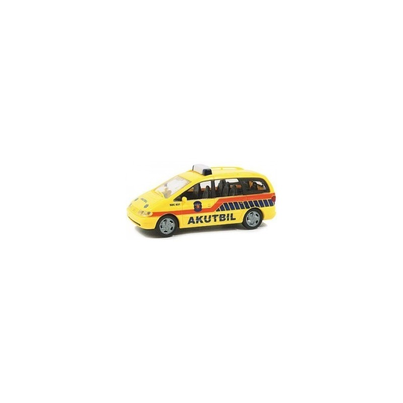 Model redukcyjny VW Sharan, skala 1:87, RIETZE. Żółty samochód ratunkowy AKUTBIL.