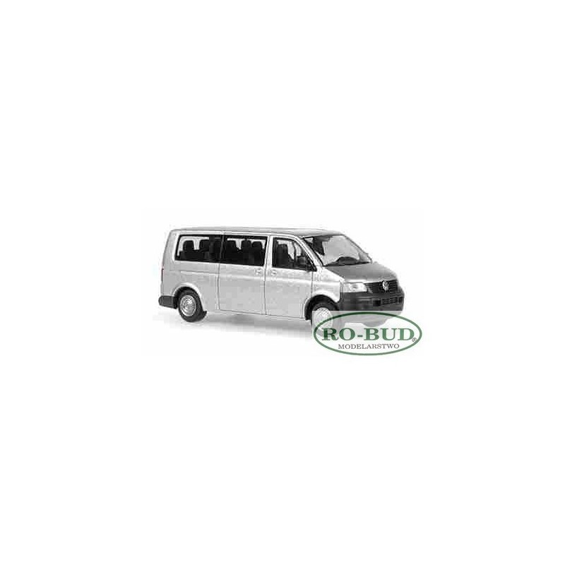 Model redukcyjny VW T5 Transporter Bus LR FD, skala 1:87, srebrny.