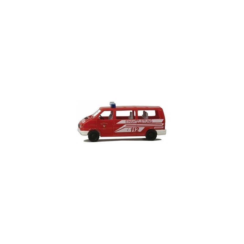 Model redukcyjny VW T4, skala 1:87, czerwony z napisem "EINSATZLEITUNG" i numerem 112.