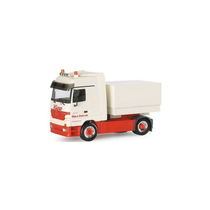 Mercedes-Benz Actros LH "Kipp Bonn", skala 1:87, HERPA. Biały i czerwony, z naczepą.