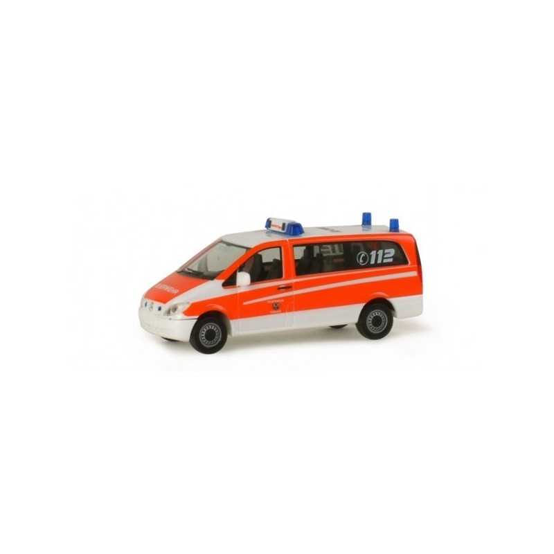Mercedes Benz Vito VRW Feuerwehr Itzehoe, skala 1:87, Herpa. Pomarańczowo-biały samochód strażacki z sygnalizacją.