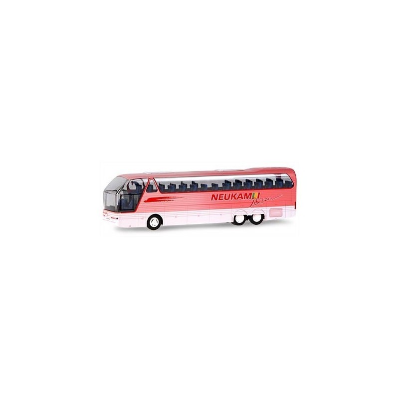 Model NEOPLAN Starliner, skala 1:87, Neukam Reisen. Czerwono-biały autokar.