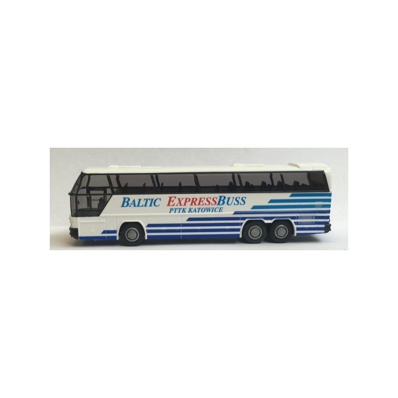 Model NEOPLAN Cityliner, skala 1:87, PTTK Katowice, biało - niebieski.