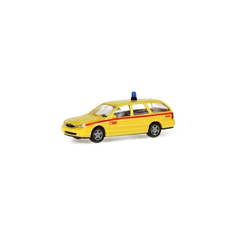 Model redukcyjny Ford Mondeo Turnier Samu, skala 1:87, żółty z czerwonymi paskami i napisem SAMU.