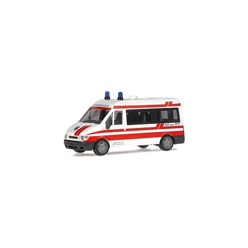 Model redukcyjny karetki FORD Transit RKT, skala 1:87, Regensburg, biało-czerwony.