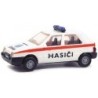 Model redukcyjny Skoda Favorit Hasici, skala 1:87, biały z czerwonym paskiem i napisem Hasiči.