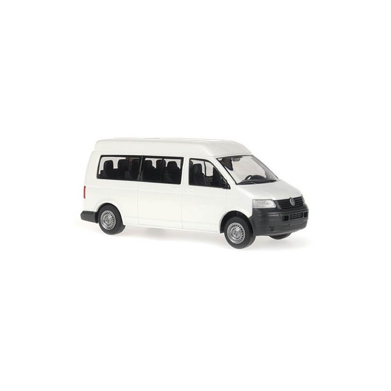 Model redukcyjny Volkswagen T5 Transporter, skala 1:87, biały, średni dach.
