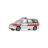 Model redukcyjny VW Sharan Sanität Zürich, skala 1:87. Biały z czerwonymi pasami, logo Sanität Zürich.