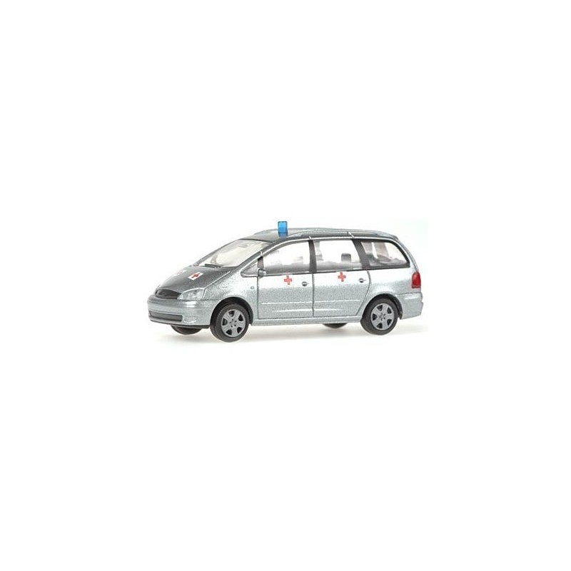 Model redukcyjny FORD Galaxy, skala 1:87, Sanitärdienst Luxemburger Armee, srebrny z czerwonymi krzyżami.