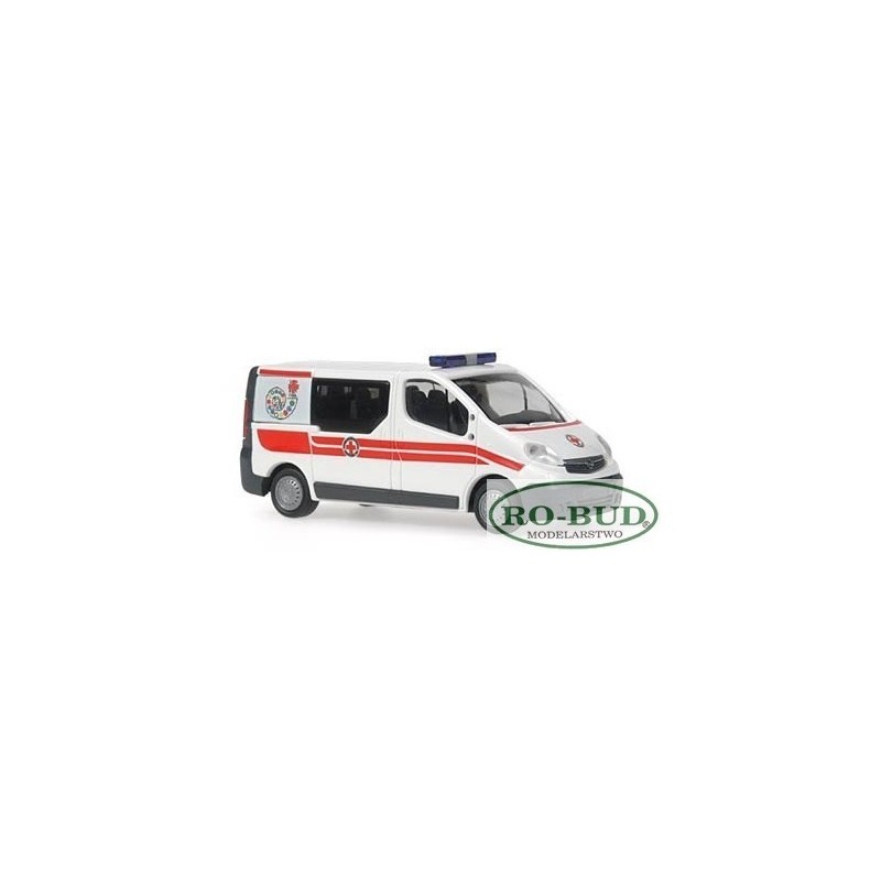 Opel Vivaro Combi, skala 1:87, Ä‚?JRK Tirol, Innsbruck, biały z czerwonymi paskami.