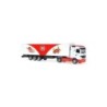 Model redukcyjny Mercedes-Benz Actros, skala 1:87, z naczepą Bell, czerwono-biały.