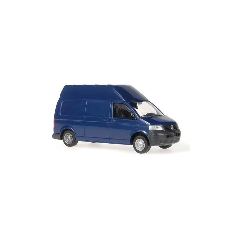 Model redukcyjny Volkswagen T5 Transporter, skala 1:87, Hochdach, kolor niebieski.