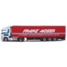 Model Scania High/Aerop. G-KSZ, skala 1:87, AWM. Czerwony kontener z napisem Franz Moser.