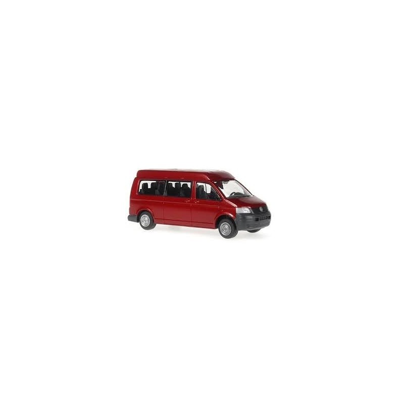 Model redukcyjny Volkswagen T5 Transporter w skali 1:87, metalicznym wykończeniu.