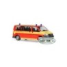 Model redukcyjny VW T5 Transporter, skala 1:87, RO-BUD. Czerwono-żółty samochód ratunkowy z napisem "112" i "Rettungsdienst".