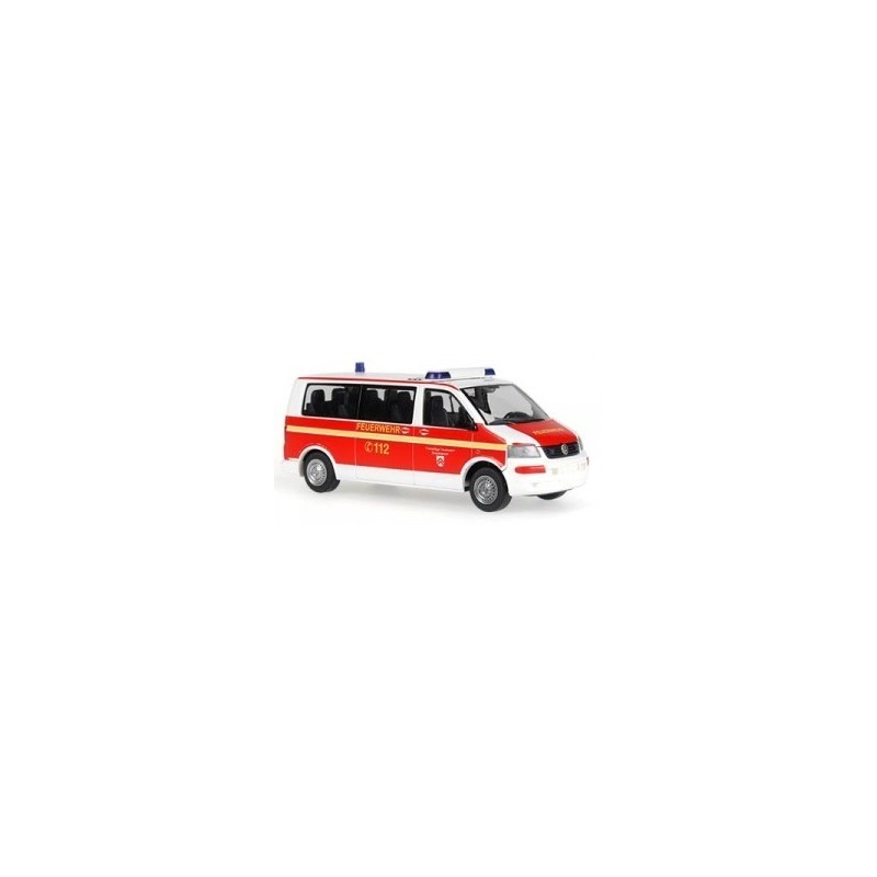 Model redukcyjny VW T5 Transporter, skala 1:87, Feuerwehr Drochtersen, czerwony z napisem "112".