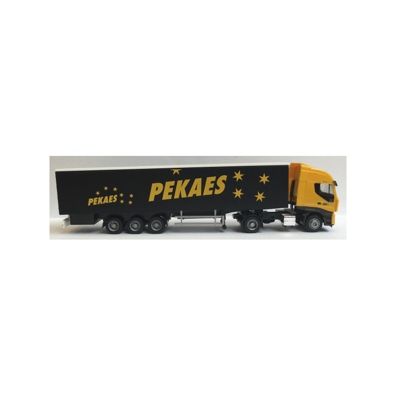IVECO Stralis, skala 1:87, PEKAES Blonie, czarna naczepa z logo.