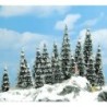 Model redukcyjny zimowego lasu, skala 1:87, WINTER FIRS. Śnieżne drzewa i postaci narciarzy.
