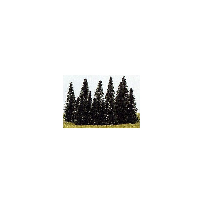 16 srebrnych choinek, skala 1:120, Heki. Miniaturowa zielona kompozycja.