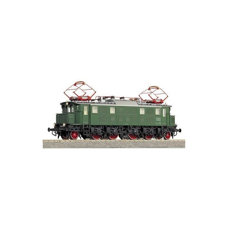 Lokomotywa elektryczna ROCO 63625, skala 1:87, zielony, z czerwonymi elementami.