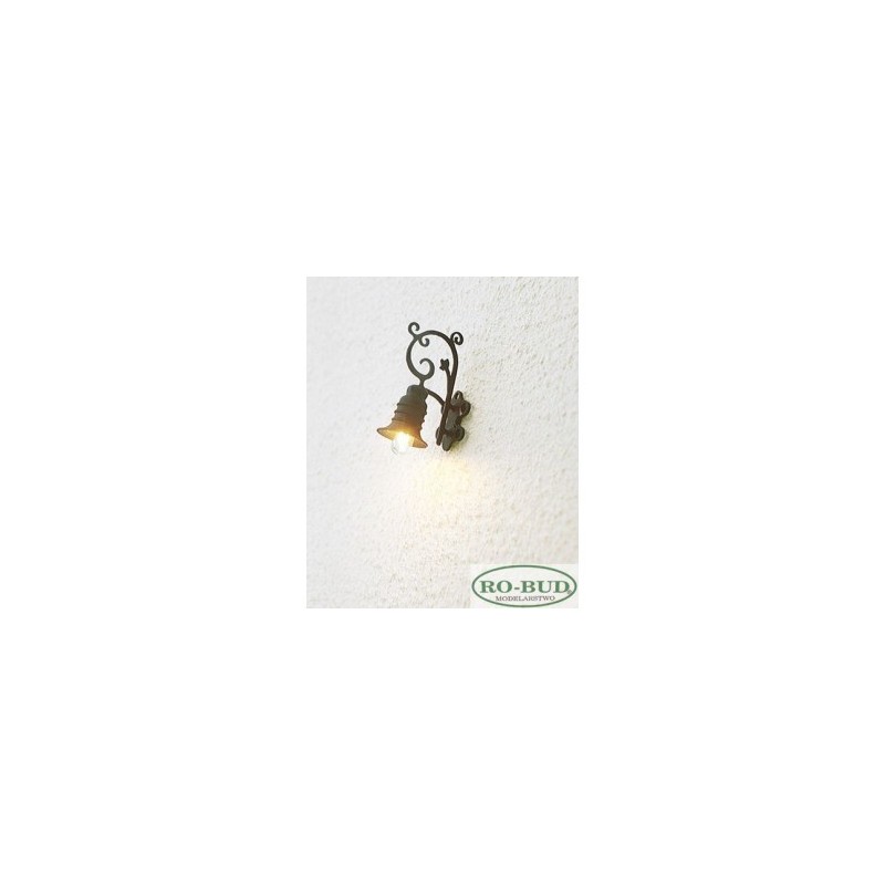 Latarnia na ścianę, skala 1/160, Ro-Bud, metalowa z diodą LED, detal architektoniczny.