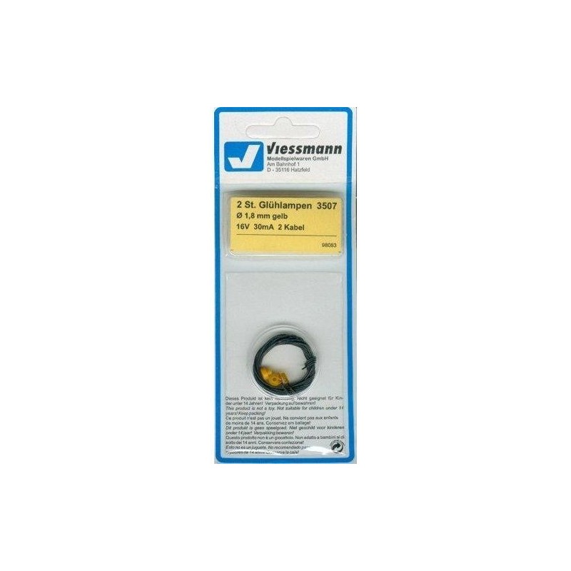 Żarówka T1/2, żółta, 1,8 mm, 16 V, Viessmann.
