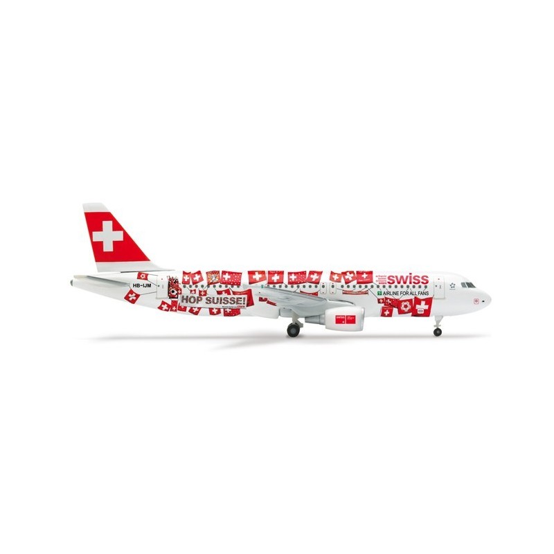 Model samolotu Airbus A320, skala 1:200, Herpa. Malowanie Swiss, czerwono-białe detale.