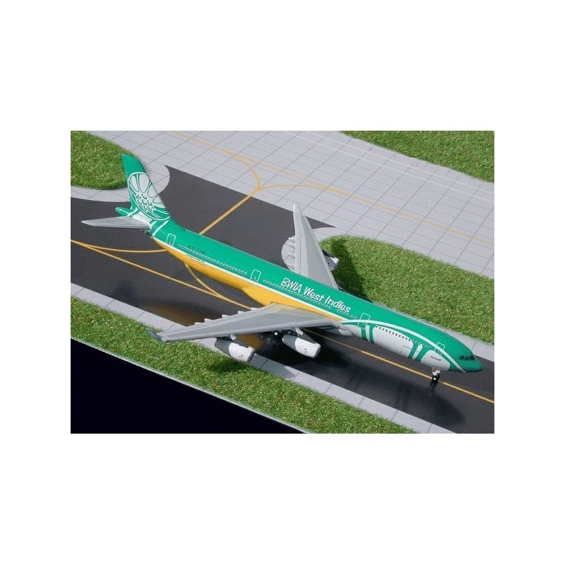 Model Airbus A340-300, skala 1:400, malowanie BWIA, rejestracja 9Y-TJN.